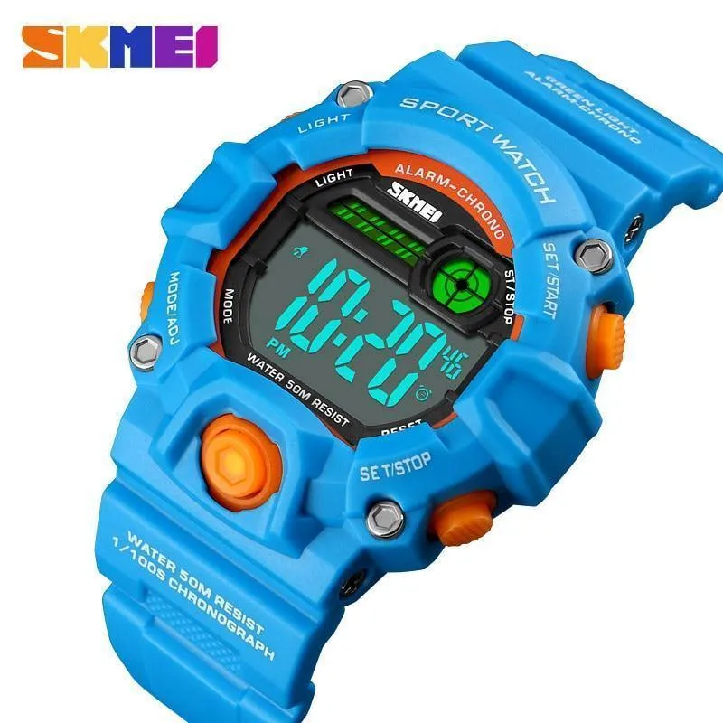 Kinderuhren Digitale Armbanduhr 50M Wasserdichtes Kunststoffgehäuse Alarm Jungen Mädchen Kinderuhr 1484 reloj