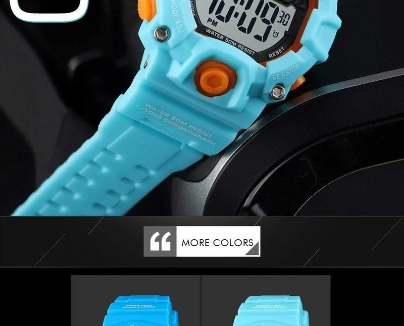 Kinderuhren Digitale Armbanduhr 50M Wasserdichtes Kunststoffgehäuse Alarm Jungen Mädchen Kinderuhr 1484 reloj
