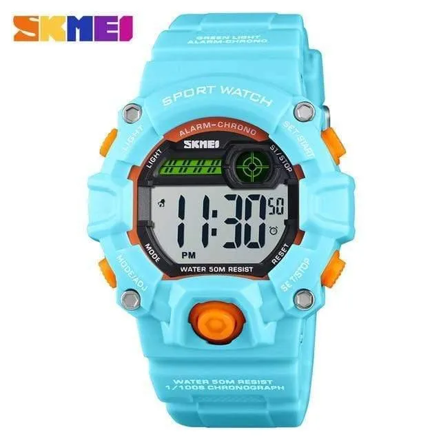 Kinderuhren Digitale Armbanduhr 50M Wasserdichtes Kunststoffgehäuse Alarm Jungen Mädchen Kinderuhr 1484 reloj
