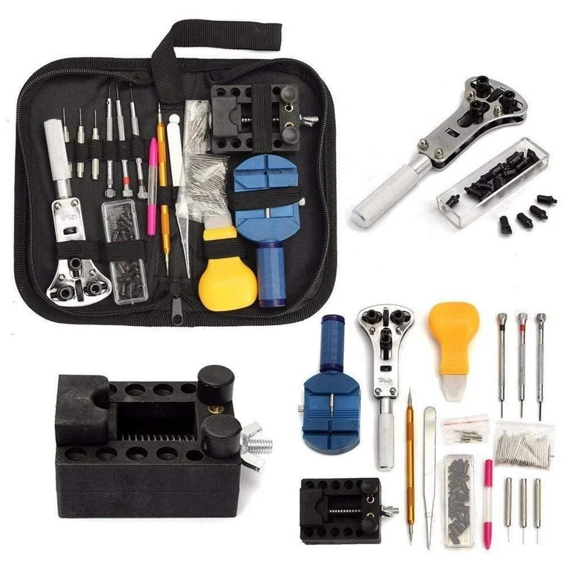 144pcs Uhrmacher Uhrwerkzeuge Zurück Fallöffner Federstab Pin Handentferner Horloge Gereedschap Reparatie Tool Kit Fall