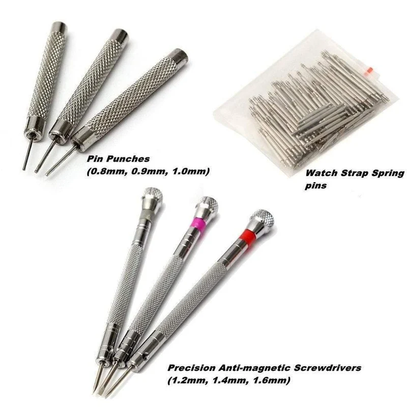 144pcs Uhrmacher Uhrwerkzeuge Zurück Fallöffner Federstab Pin Handentferner Horloge Gereedschap Reparatie Tool Kit Fall