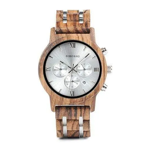 Holzuhren für Liebhaber, kombiniertes Design aus Holz und Stahl mit Stoppuhr in drei Farben
