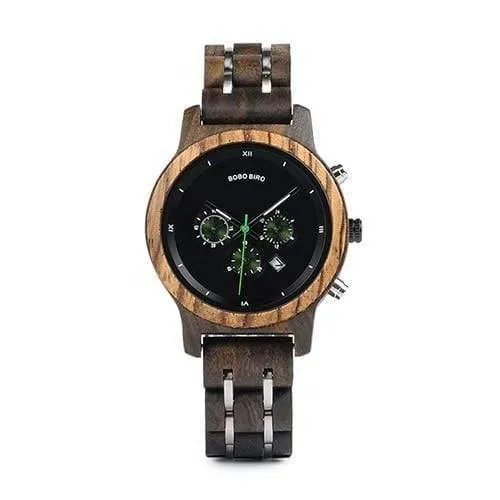 Holzuhren für Liebhaber, kombiniertes Design aus Holz und Stahl mit Stoppuhr in drei Farben