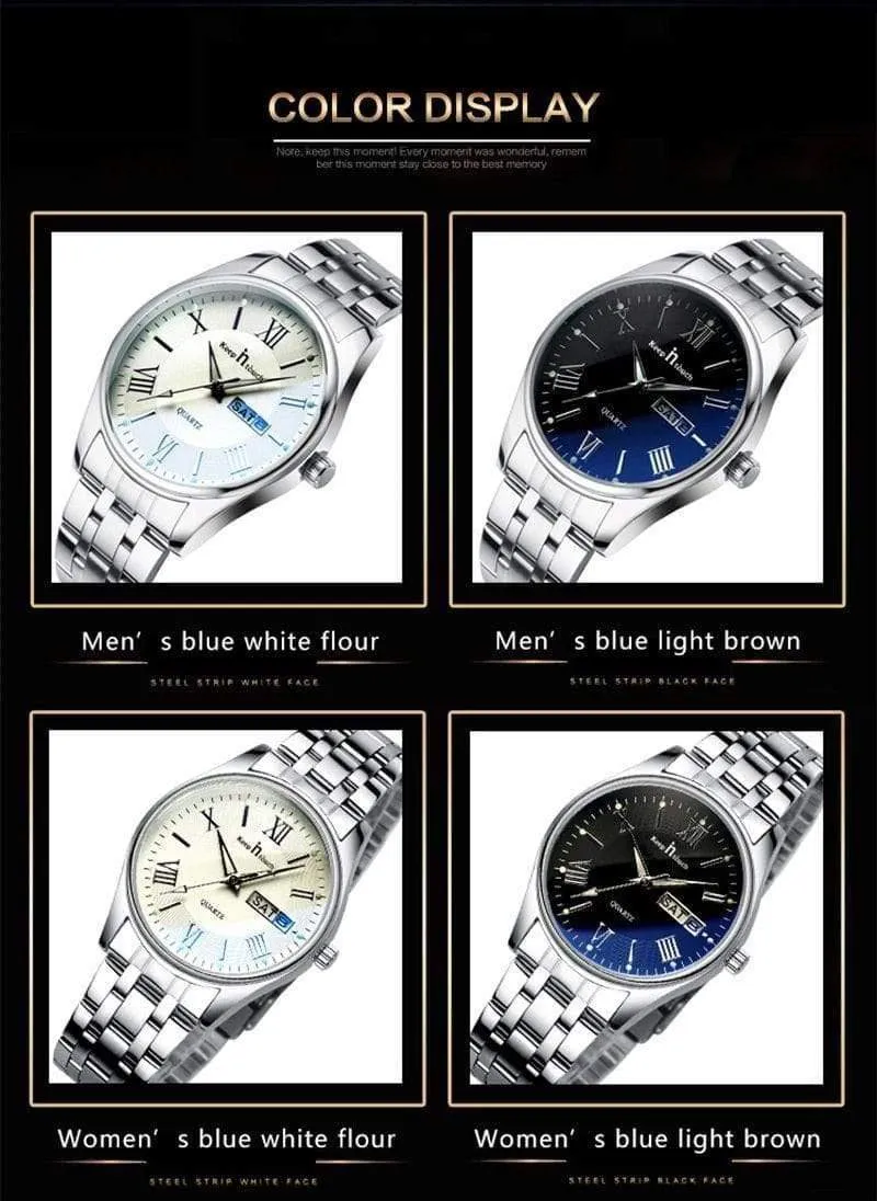 Hochzeitspaar Uhren für Liebhaber Stahl Wasserdichte Geschenke Paare Uhr Mann und Frau Kleid Männer Uhr Reloj Hombre