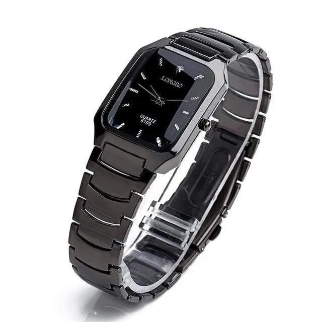 Marke Mann Frau Liebhaber Clocsk Full Black Edelstahl Quarz-Armbanduhr Faltschließe Geschenk Kleid Uhren
