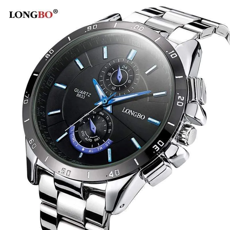 Marke Mann Frau Liebhaber Clocsk Full Black Edelstahl Quarz-Armbanduhr Faltschließe Geschenk Kleid Uhren