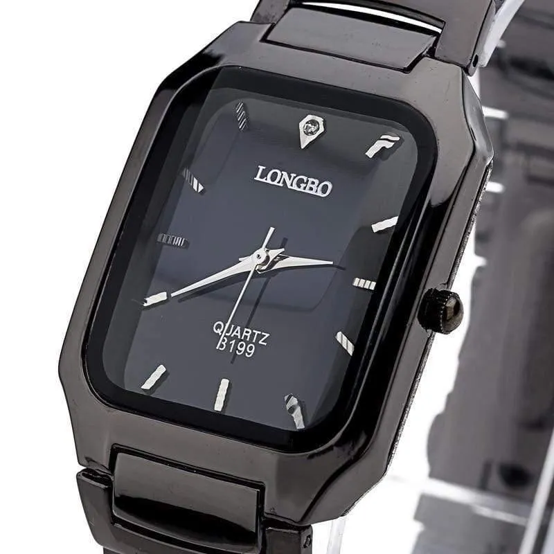 Marke Mann Frau Liebhaber Clocsk Full Black Edelstahl Quarz-Armbanduhr Faltschließe Geschenk Kleid Uhren