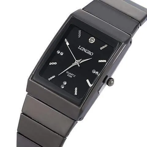 Marke Mann Frau Liebhaber Clocsk Full Black Edelstahl Quarz-Armbanduhr Faltschließe Geschenk Kleid Uhren