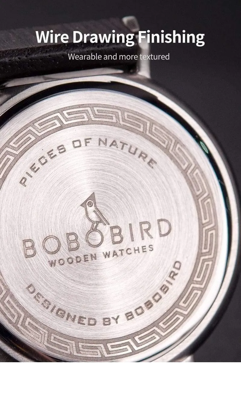Liebhaberuhren BOBO BIRD Holz Edelstahl Wasserdicht Japan Quarz Herrenuhr in Holzbox Tolles Geschenk