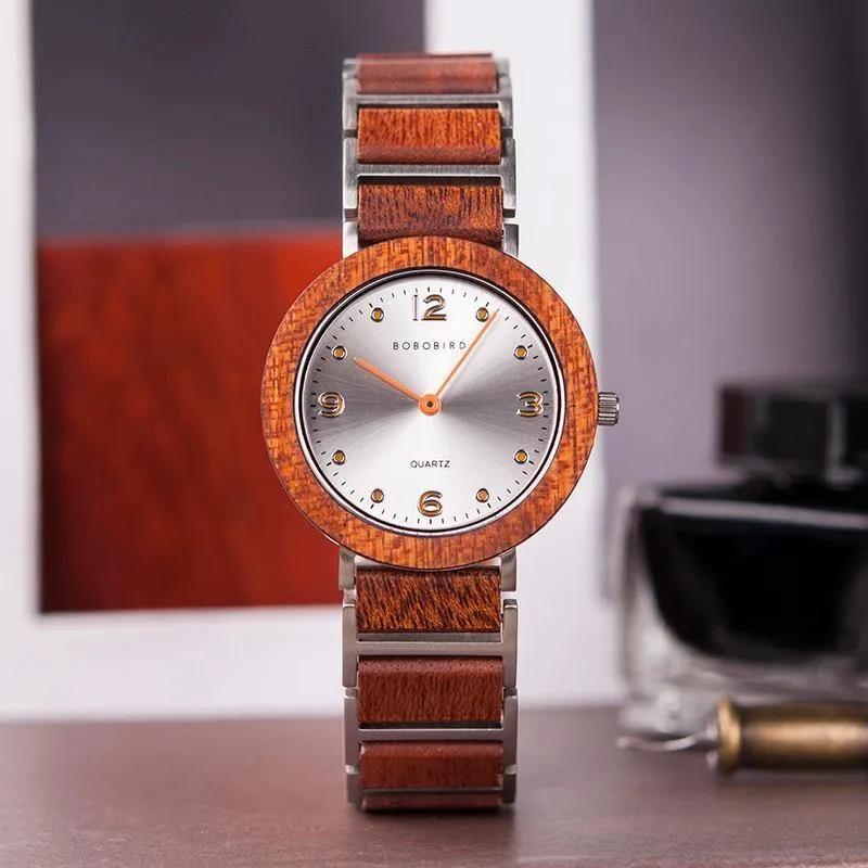 Liebhaberuhren BOBO BIRD Holz Edelstahl Wasserdicht Japan Quarz Herrenuhr in Holzbox Tolles Geschenk