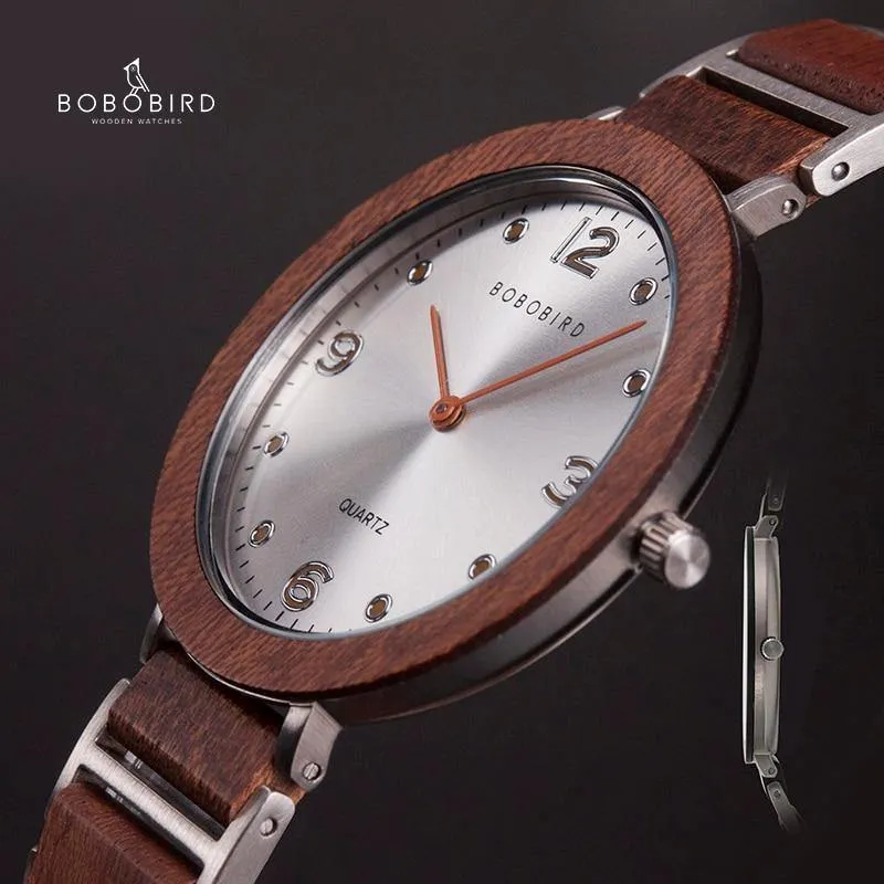 Liebhaberuhren BOBO BIRD Holz Edelstahl Wasserdicht Japan Quarz Herrenuhr in Holzbox Tolles Geschenk