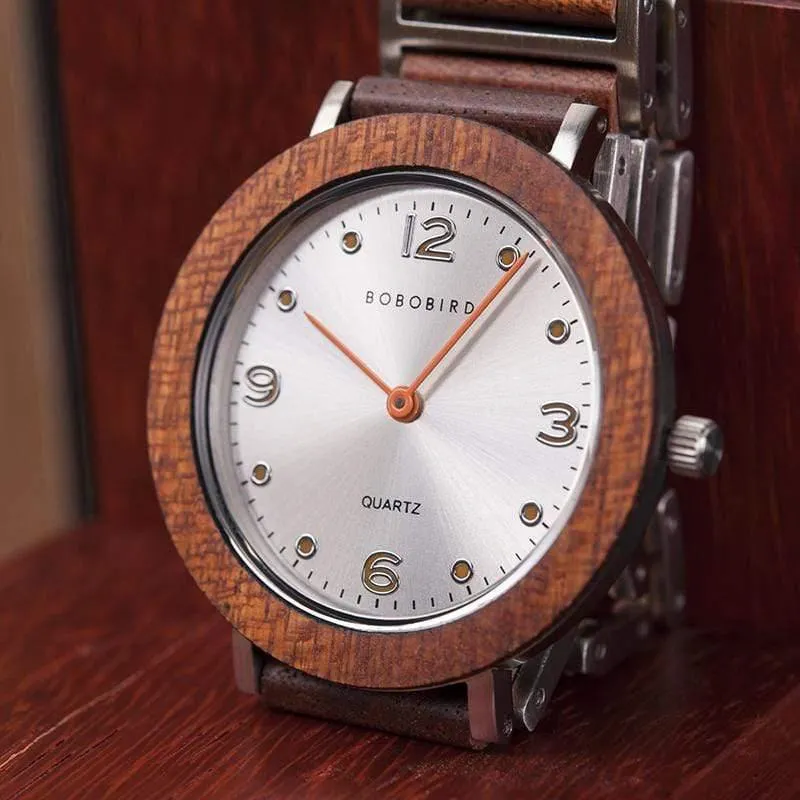 Liebhaberuhren BOBO BIRD Holz Edelstahl Wasserdicht Japan Quarz Herrenuhr in Holzbox Tolles Geschenk