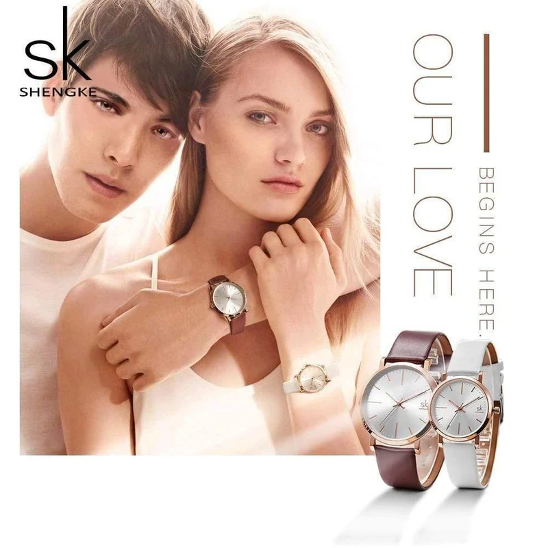 Damen-Armbanduhr mit Lederarmband, für Liebhaber, für Paare, mit Datum, wasserdicht, für Damen, Quarzuhr