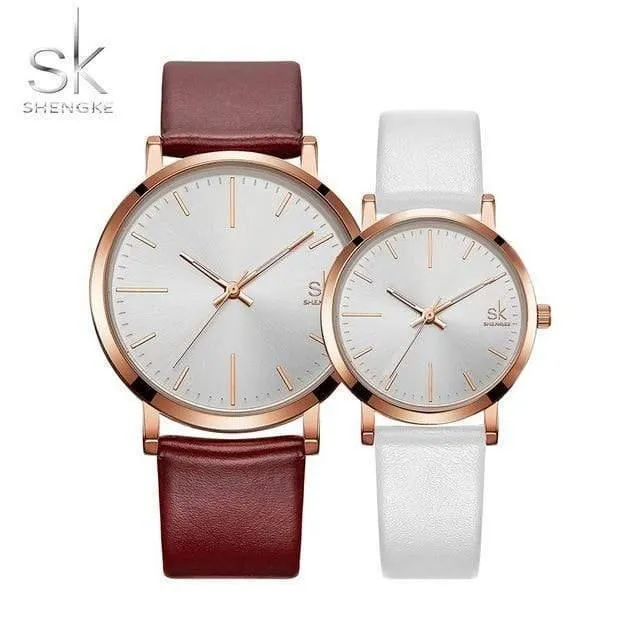 Damen-Armbanduhr mit Lederarmband, für Liebhaber, für Paare, mit Datum, wasserdicht, für Damen, Quarzuhr