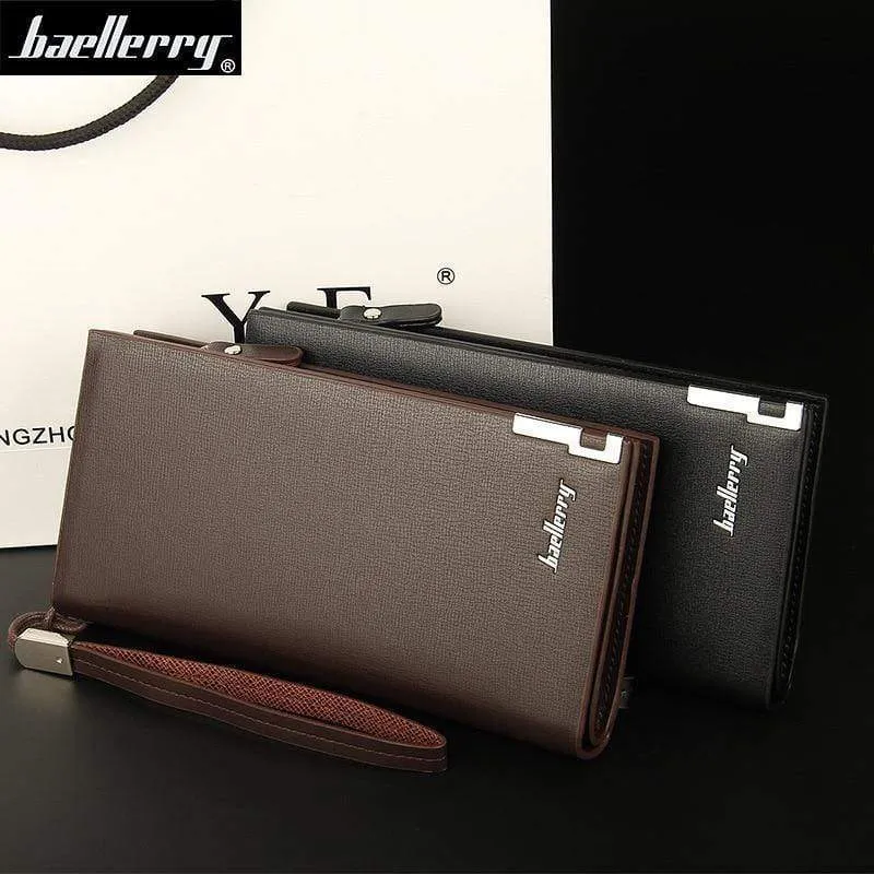 Business Herren-Geldbörsen, solides PU-Leder, lange Geldbörse, tragbare Geldbörsen, lässige Standard-Geldbörsen, männliche Clutch-Tasche