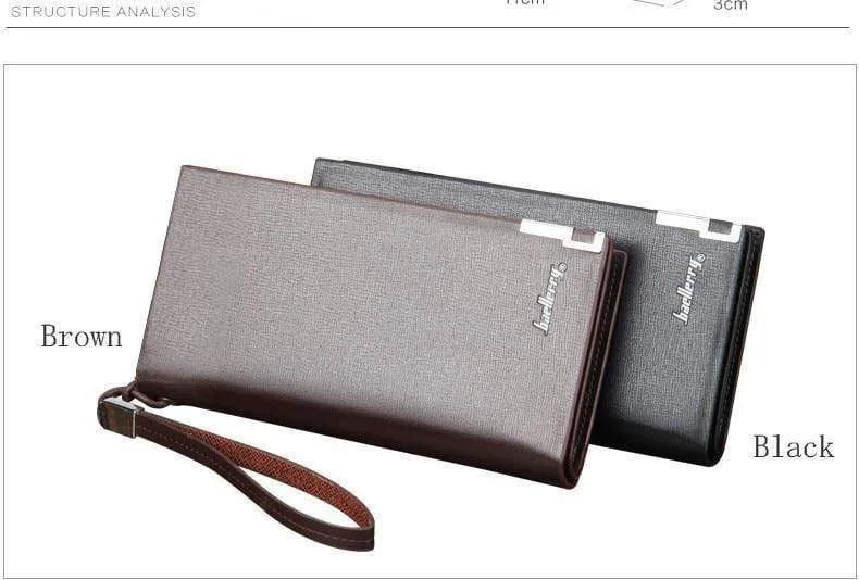 Business Herren-Geldbörsen, solides PU-Leder, lange Geldbörse, tragbare Geldbörsen, lässige Standard-Geldbörsen, männliche Clutch-Tasche