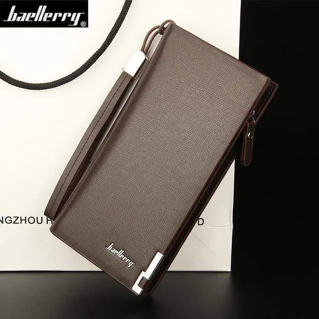 Business Herren-Geldbörsen, solides PU-Leder, lange Geldbörse, tragbare Geldbörsen, lässige Standard-Geldbörsen, männliche Clutch-Tasche