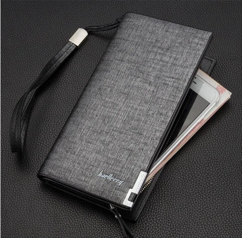 Business Herren-Geldbörsen, solides PU-Leder, lange Geldbörse, tragbare Geldbörsen, lässige Standard-Geldbörsen, männliche Clutch-Tasche