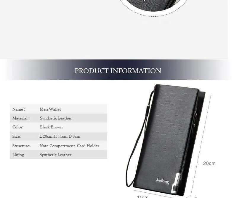 Business Herren-Geldbörsen, solides PU-Leder, lange Geldbörse, tragbare Geldbörsen, lässige Standard-Geldbörsen, männliche Clutch-Tasche