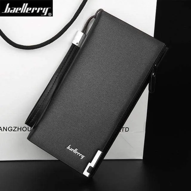 Business Herren-Geldbörsen, solides PU-Leder, lange Geldbörse, tragbare Geldbörsen, lässige Standard-Geldbörsen, männliche Clutch-Tasche
