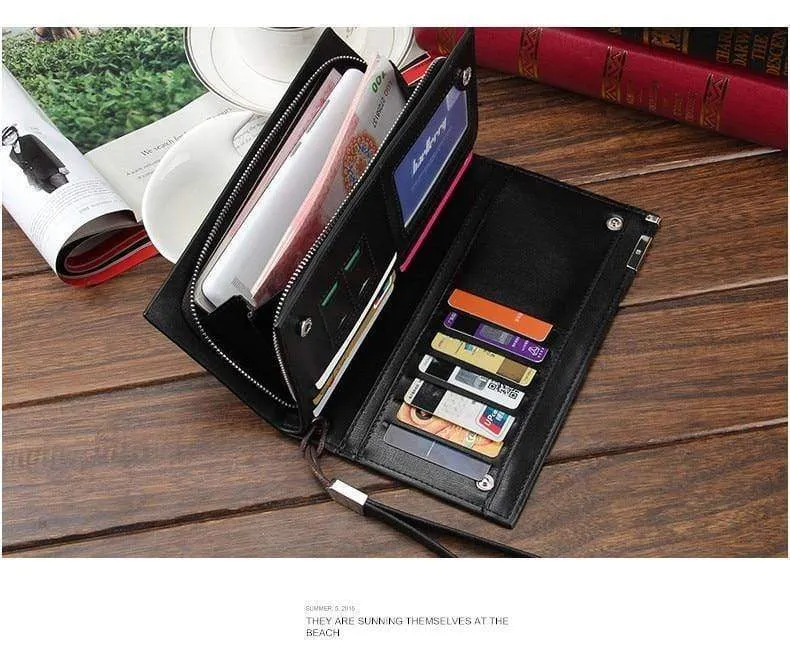Business Herren-Geldbörsen, solides PU-Leder, lange Geldbörse, tragbare Geldbörsen, lässige Standard-Geldbörsen, männliche Clutch-Tasche