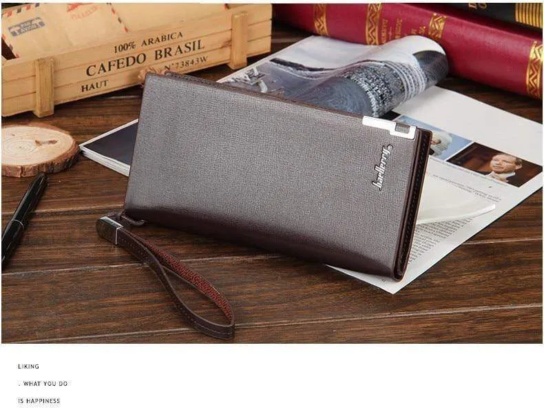 Business Herren-Geldbörsen, solides PU-Leder, lange Geldbörse, tragbare Geldbörsen, lässige Standard-Geldbörsen, männliche Clutch-Tasche