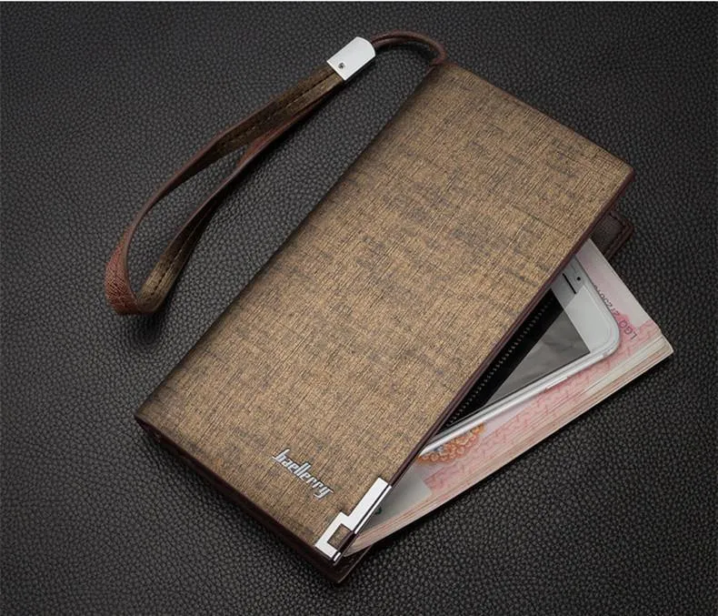 Business Herren-Geldbörsen, solides PU-Leder, lange Geldbörse, tragbare Geldbörsen, lässige Standard-Geldbörsen, männliche Clutch-Tasche