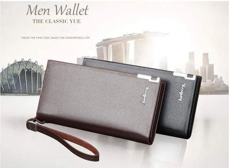 Business Herren-Geldbörsen, solides PU-Leder, lange Geldbörse, tragbare Geldbörsen, lässige Standard-Geldbörsen, männliche Clutch-Tasche