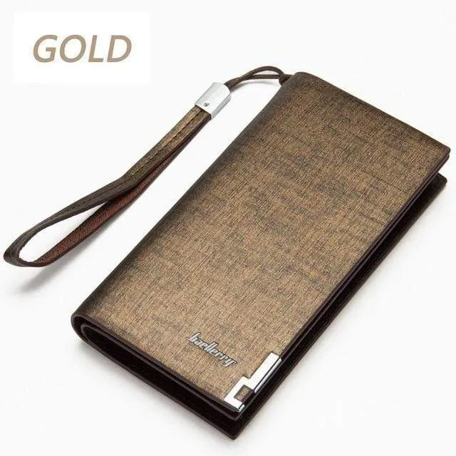 Business Herren-Geldbörsen, solides PU-Leder, lange Geldbörse, tragbare Geldbörsen, lässige Standard-Geldbörsen, männliche Clutch-Tasche