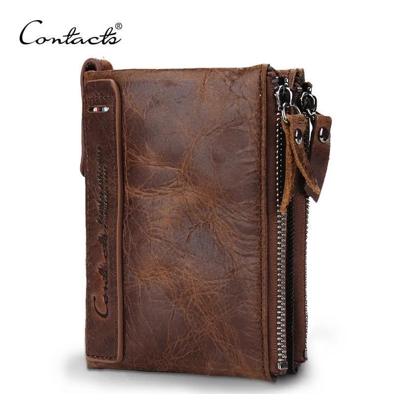 Echte Crazy Horse Rindsleder Männer Brieftasche Kurze Geldbörse Kleine Vintage Geldbörsen Marke Hohe Qualität Designer