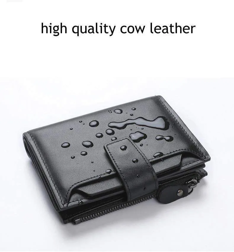 Männer Brieftasche Aus Echtem Leder Hohe Qualität Kuh Leder Geldbörse Mode Karte Halter Mann Zipper Brieftasche Kurze Männlichen