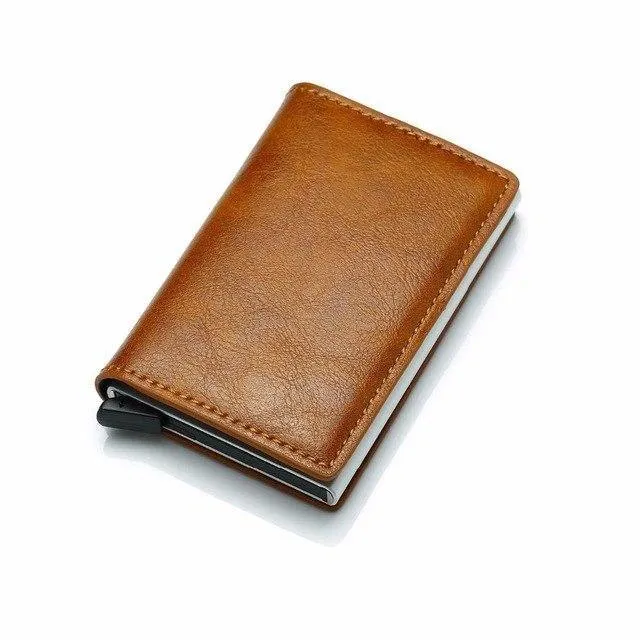 Kreditkarteninhaber PU Leder Brieftasche Diebstahl Männer Brieftaschen Automatische Pop Up Kartenetui Metall Männer Kartenhalter RFID