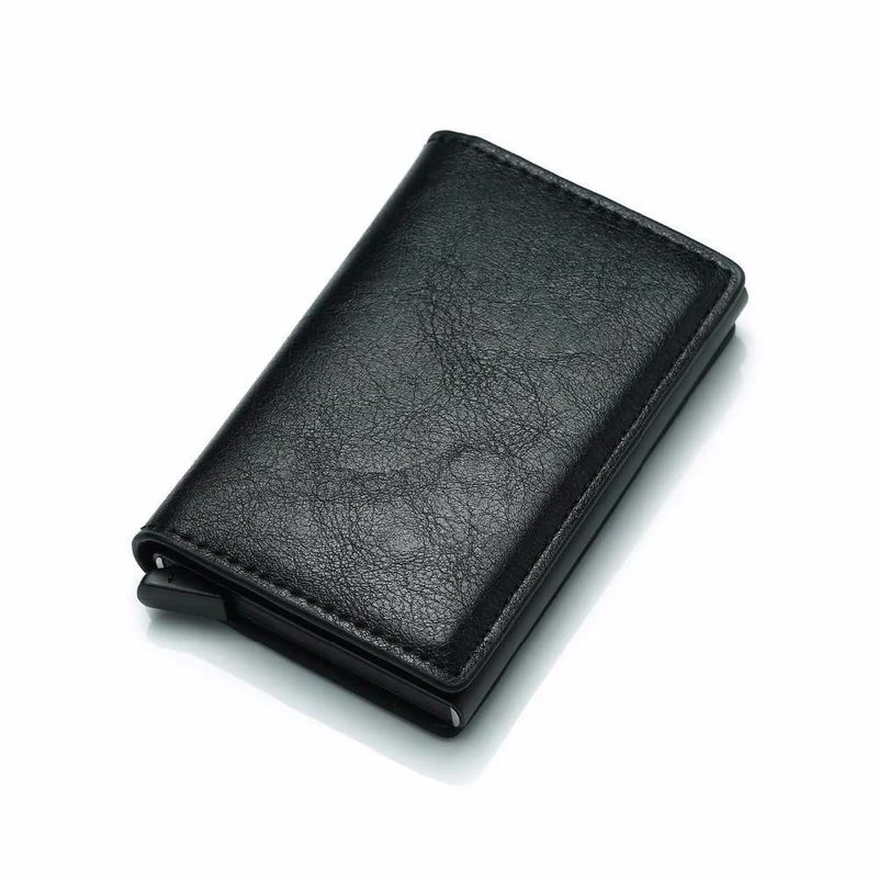 Kreditkarteninhaber PU Leder Brieftasche Diebstahl Männer Brieftaschen Automatische Pop Up Kartenetui Metall Männer Kartenhalter RFID
