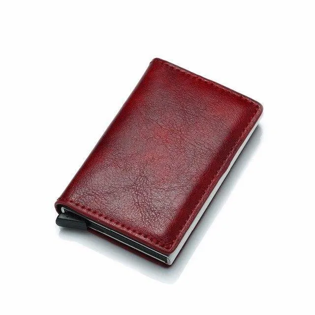 Kreditkarteninhaber PU Leder Brieftasche Diebstahl Männer Brieftaschen Automatische Pop Up Kartenetui Metall Männer Kartenhalter RFID