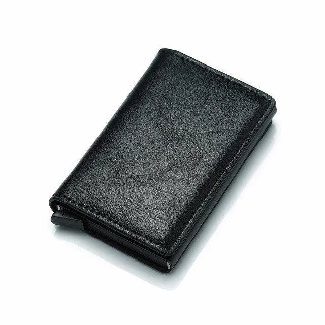 Kreditkarteninhaber PU Leder Brieftasche Diebstahl Männer Brieftaschen Automatische Pop Up Kartenetui Metall Männer Kartenhalter RFID