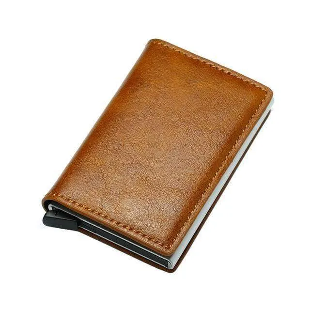 Männer Geldbörsen Geld Tasche Kurze Männliche Geldbörse Kleine Schlanke Leder Smart Geldbörsen Pop Up Metall Mini Geldbörsen