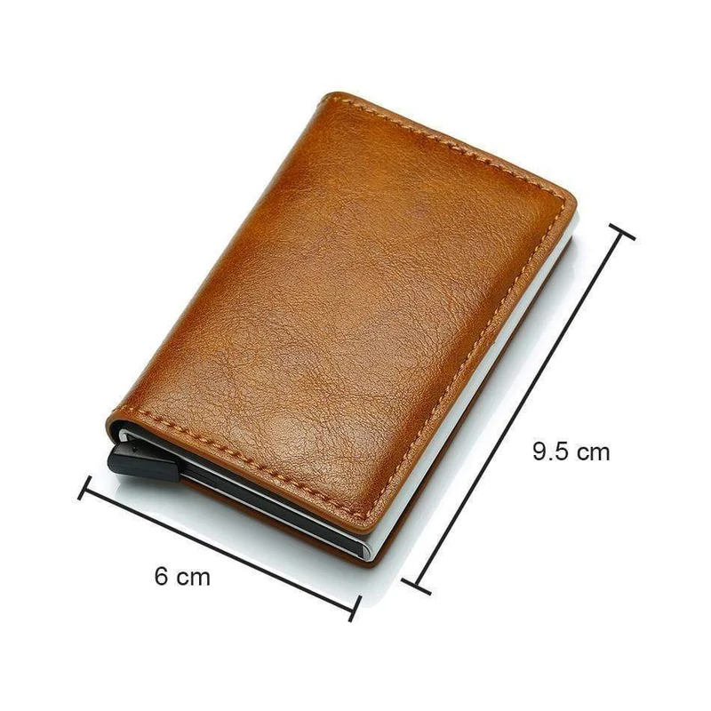 Männer Geldbörsen Geld Tasche Kurze Männliche Geldbörse Kleine Schlanke Leder Smart Geldbörsen Pop Up Metall Mini Geldbörsen
