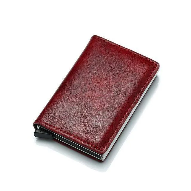 Männer Geldbörsen Geld Tasche Kurze Männliche Geldbörse Kleine Schlanke Leder Smart Geldbörsen Pop Up Metall Mini Geldbörsen