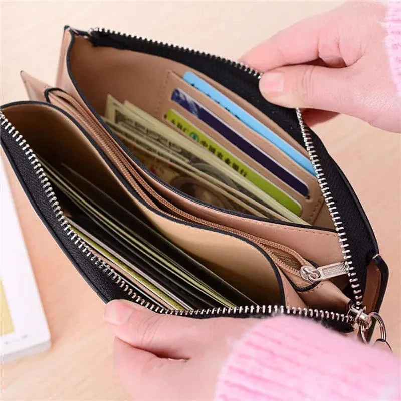 Damengeldbörsen Candy Oil Ledergeldbörse Langes Design Tageskupplung Lässige Dame Geldbörse Damen Handtasche Carteira Feminina A4