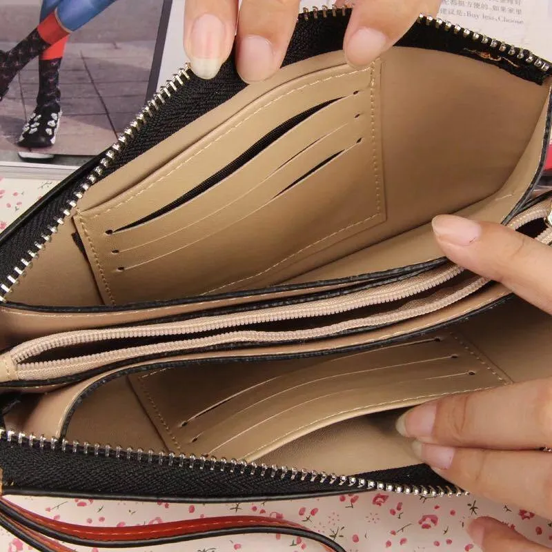 Damengeldbörsen Candy Oil Ledergeldbörse Langes Design Tageskupplung Lässige Dame Geldbörse Damen Handtasche Carteira Feminina A4