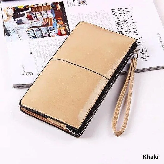 Damengeldbörsen Candy Oil Ledergeldbörse Langes Design Tageskupplung Lässige Dame Geldbörse Damen Handtasche Carteira Feminina A4