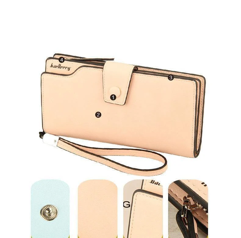 Damen-Geldbörse mit Reißverschluss und Haspe, lange Geldbörse, Verschluss im langen Stil, riesige Kapazität, modische Handtasche, Geldbeutel, mehr Kartenfächer
