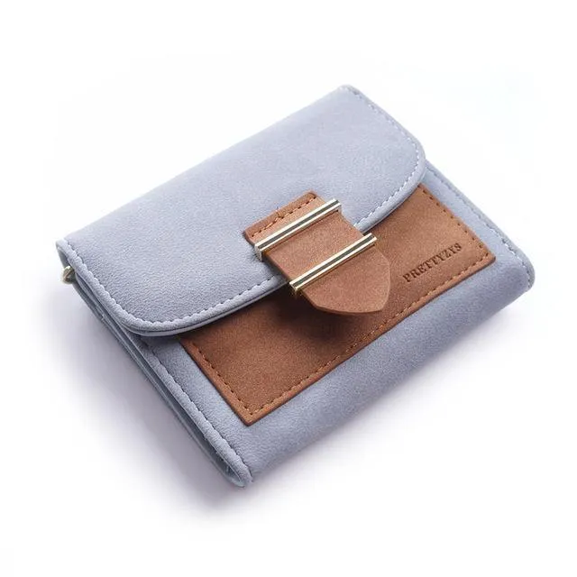 Frauen Brieftasche Weibliche Mittleren Peeling Geldbörsen Leder Portefeuille Femme Carteira Feminina Patchwork Karte Halter Kurze Cartera Mujer