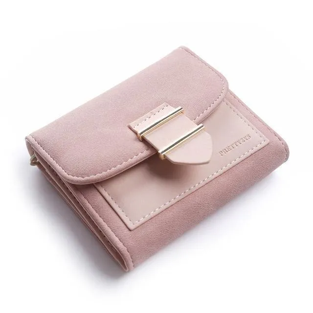 Frauen Brieftasche Weibliche Mittleren Peeling Geldbörsen Leder Portefeuille Femme Carteira Feminina Patchwork Karte Halter Kurze Cartera Mujer
