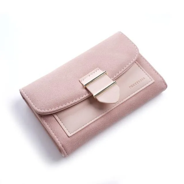 Frauen Brieftasche Weibliche Mittleren Peeling Geldbörsen Leder Portefeuille Femme Carteira Feminina Patchwork Karte Halter Kurze Cartera Mujer