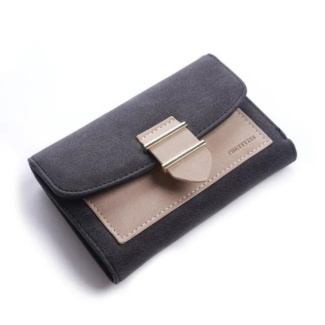Frauen Brieftasche Weibliche Mittleren Peeling Geldbörsen Leder Portefeuille Femme Carteira Feminina Patchwork Karte Halter Kurze Cartera Mujer