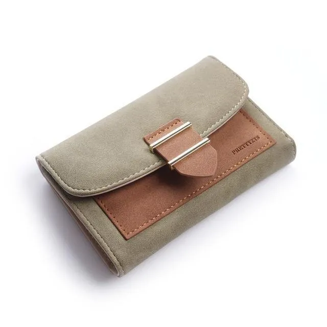 Frauen Brieftasche Weibliche Mittleren Peeling Geldbörsen Leder Portefeuille Femme Carteira Feminina Patchwork Karte Halter Kurze Cartera Mujer