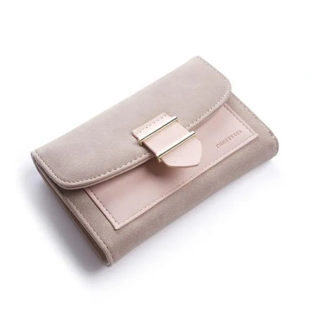 Frauen Brieftasche Weibliche Mittleren Peeling Geldbörsen Leder Portefeuille Femme Carteira Feminina Patchwork Karte Halter Kurze Cartera Mujer