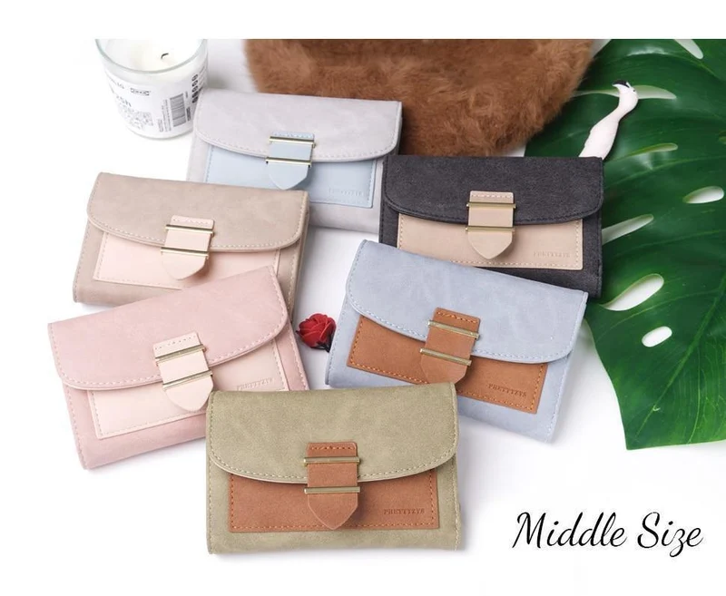 Frauen Brieftasche Weibliche Mittleren Peeling Geldbörsen Leder Portefeuille Femme Carteira Feminina Patchwork Karte Halter Kurze Cartera Mujer
