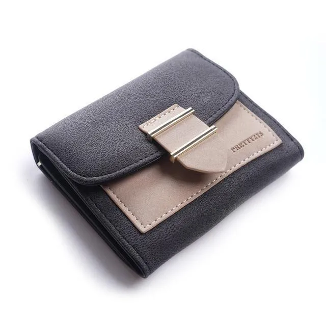 Frauen Brieftasche Weibliche Mittleren Peeling Geldbörsen Leder Portefeuille Femme Carteira Feminina Patchwork Karte Halter Kurze Cartera Mujer